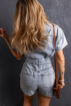 Load image into Gallery viewer, Vintage Washed Buttons Pocketed Denim Romper
