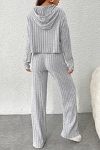 Load image into Gallery viewer, Ribbed Knit Slouchy Hoodie Wide Leg Pants Set
