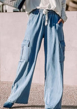 Load image into Gallery viewer, Drawstring High Waist Cargo Pocket Wide Leg Jeans
