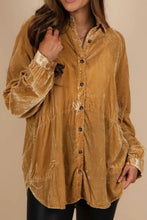 Load image into Gallery viewer, Button Up Loose Fit Velvet Shirt
