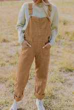 Load image into Gallery viewer, Khaki Vintage Multi Pockets Buckle Strap Cargo Denim Overalls
