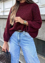 Load image into Gallery viewer, Popcorn Mock Neck Solid Sweater
