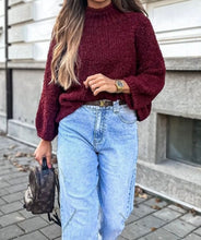 Load image into Gallery viewer, Popcorn Mock Neck Solid Sweater
