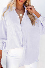 Load image into Gallery viewer, Striped Shirred Cuff Buttoned Loose Fit Shirt

