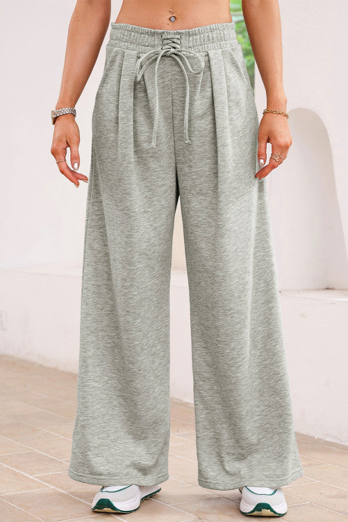 High Waist Pleated Detail Solid Sweatpants