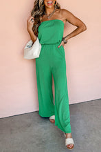 Load image into Gallery viewer, Green Ribbed Strapless Wide Leg Jumpsuit
