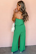 Load image into Gallery viewer, Green Ribbed Strapless Wide Leg Jumpsuit
