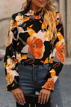 Load image into Gallery viewer, Floral Print Mock Neck Blouse
