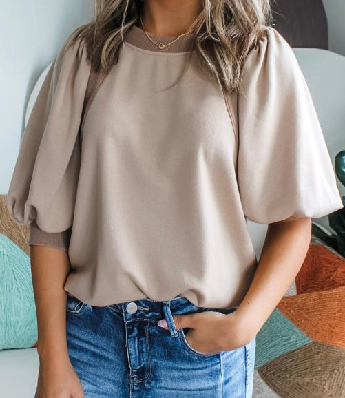 Half Lantern Sleeve Pullover Top