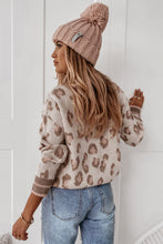 Load image into Gallery viewer, Two-tone Ribbed Trim Contrast Leopard Sweater
