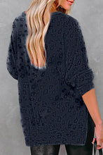 Load image into Gallery viewer, Leopard Print Button Split Neck Waffle Sweatshirt
