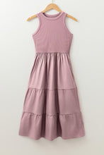 Load image into Gallery viewer, Ribbed Patchwork Tiered Midi Dress with Pockets
