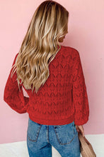 Load image into Gallery viewer, Red Buttoned Front Crochet Cardigan
