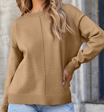 Load image into Gallery viewer, Center Seam Drop Shoulder Pullover Solid Sweater
