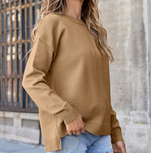 Load image into Gallery viewer, Center Seam Drop Shoulder Pullover Solid Sweater
