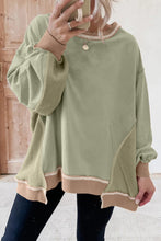 Load image into Gallery viewer, Color Block Mix Texture Waffle Patchwork Oversize Sweatshirt
