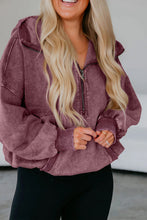 Load image into Gallery viewer, Half Zip Kangaroo Pocket Mineral Wash Baggy Hoodie
