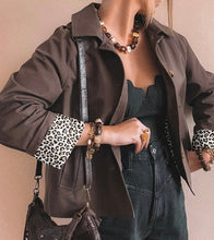 Load image into Gallery viewer, Collared Buttoned Leopard Liner Patchwork Chic Jacket
