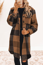 Load image into Gallery viewer, Plaid Button-Down Flap Pocket Long Shacket
