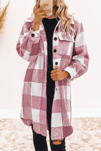 Load image into Gallery viewer, Plaid Button-Down Flap Pocket Long Shacket
