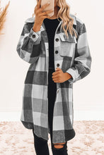 Load image into Gallery viewer, Plaid Button-Down Flap Pocket Long Shacket
