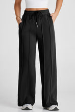 Load image into Gallery viewer, Seamed Drawstring High Waist Wide Leg Sweatpants
