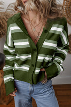 Load image into Gallery viewer, Stripe Drop Shoulder Buttons Cardigan Sweater
