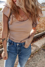 Load image into Gallery viewer, Ribbed Knit Ruffled Shoulder Slim Fit Tank Top
