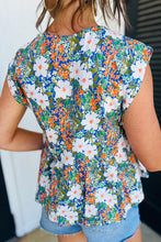 Load image into Gallery viewer, Floral Print Bow Applique Slit Sleeveless Peplum Blouse
