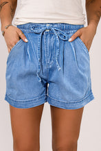 Load image into Gallery viewer, Casual Chambray Drawstring Shorts
