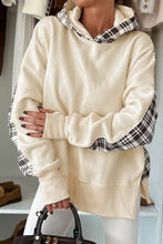 Load image into Gallery viewer, Plaid Patchwork Side Slit Sweatshirt
