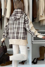 Load image into Gallery viewer, Plaid Patchwork Side Slit Sweatshirt
