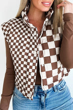 Load image into Gallery viewer, Double Checked Stand Collar Cropped Puffer Vest
