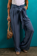 Load image into Gallery viewer, Wild Wind Belted Frilly Waist Wide Leg Loose Pants
