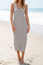 Load image into Gallery viewer, Striped Print Sleeveless Buttoned Maxi Dress
