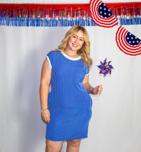 Load image into Gallery viewer, RTS Blue Ribbed Dress with pockets
