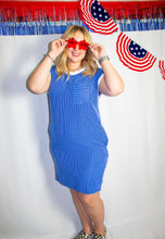 Load image into Gallery viewer, RTS Blue Ribbed Dress with pockets
