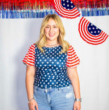 Load image into Gallery viewer, Stars Stripes Puff Sleeve Tee
