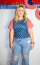 Load image into Gallery viewer, Stars Stripes Puff Sleeve Tee
