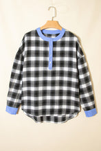 Load image into Gallery viewer, Contrast Striped Edge Plaid Blouse
