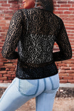 Load image into Gallery viewer, Leopard Pattern Sheer Mesh Long Sleeve Top
