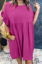 Load image into Gallery viewer, Textured Ruffled Short Sleeve Mini Dress
