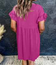 Load image into Gallery viewer, Textured Ruffled Short Sleeve Mini Dress
