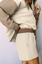 Load image into Gallery viewer, Contrast Sleeve Color Block Pullover Shorts Textured Outfit
