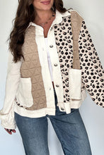 Load image into Gallery viewer, Leopard Waffle Quilted Patchwork Button Front Jacket
