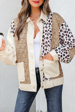 Load image into Gallery viewer, Leopard Waffle Quilted Patchwork Button Front Jacket
