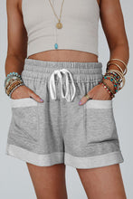 Load image into Gallery viewer, Gray Pocketed Drawstring High Waist Summer Shorts
