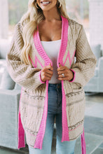 Load image into Gallery viewer, Geometric Cable Knit Pocketed Open Front Cardigan
