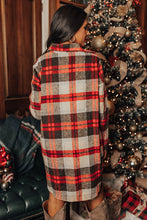 Load image into Gallery viewer, Brushed Plaid Buttoned Front Side Slit Tunic Shacket
