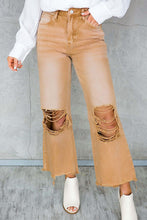 Load image into Gallery viewer, Distressed Hollow-out High Waist Cropped Flare Jeans
